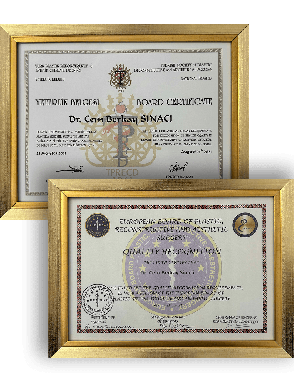 European board certified plastic surgeon certificate in Turkey