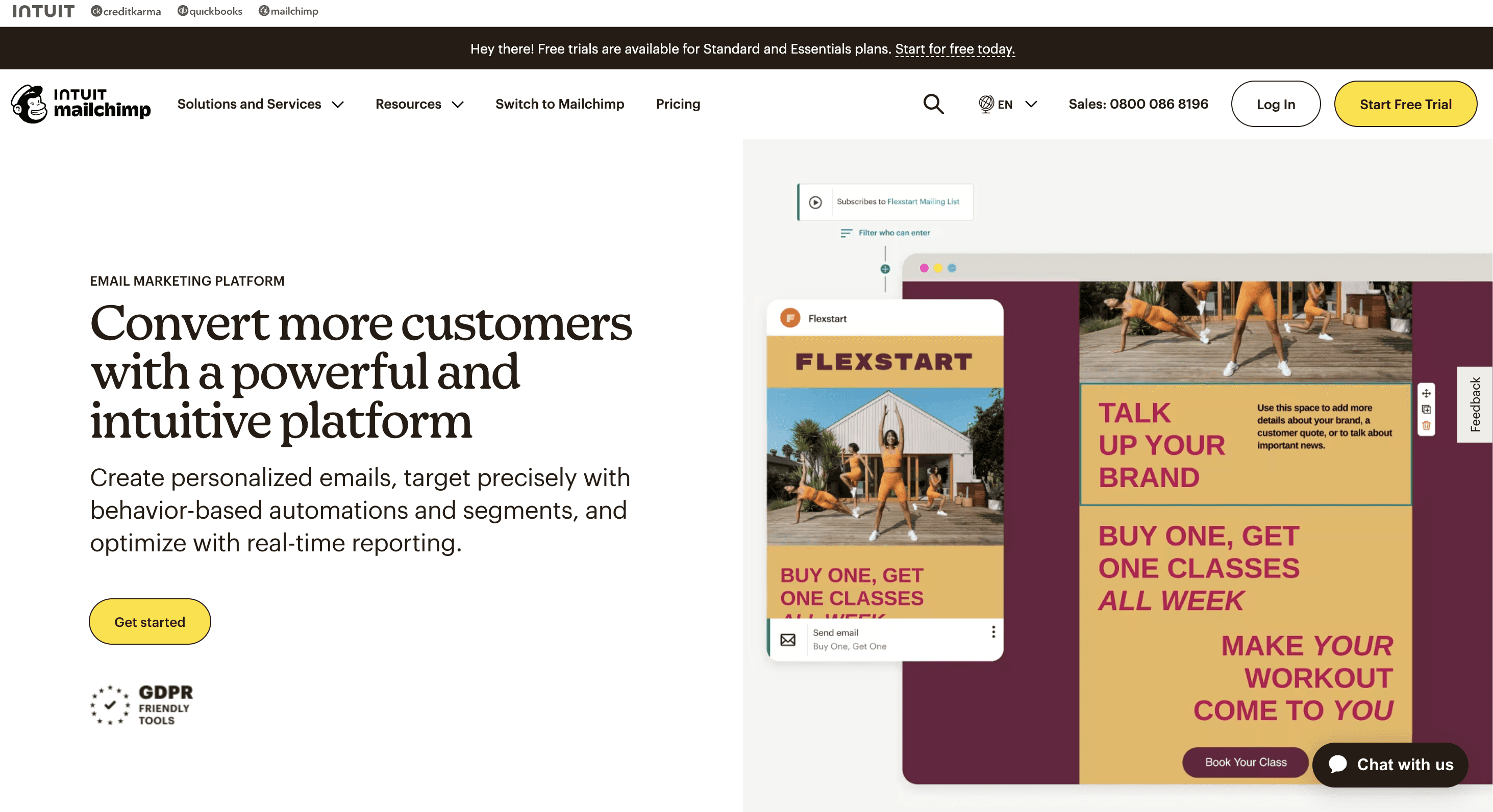 Mailchimp landing page