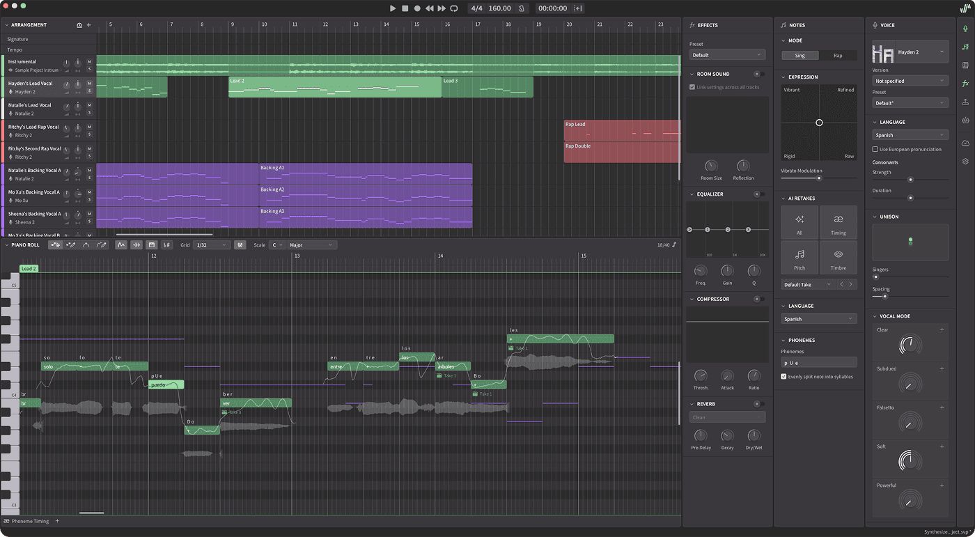 Dreamtonics - Synthesizer V Studio 2 - Song & Vocal Production Software Interface