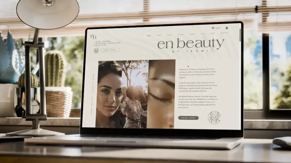 The en beauty website is dispaley on a laptop computer