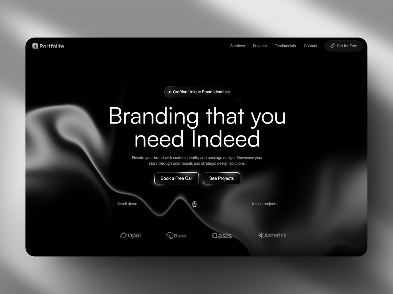 Portfolite minimal Framer portfolio template screenshot