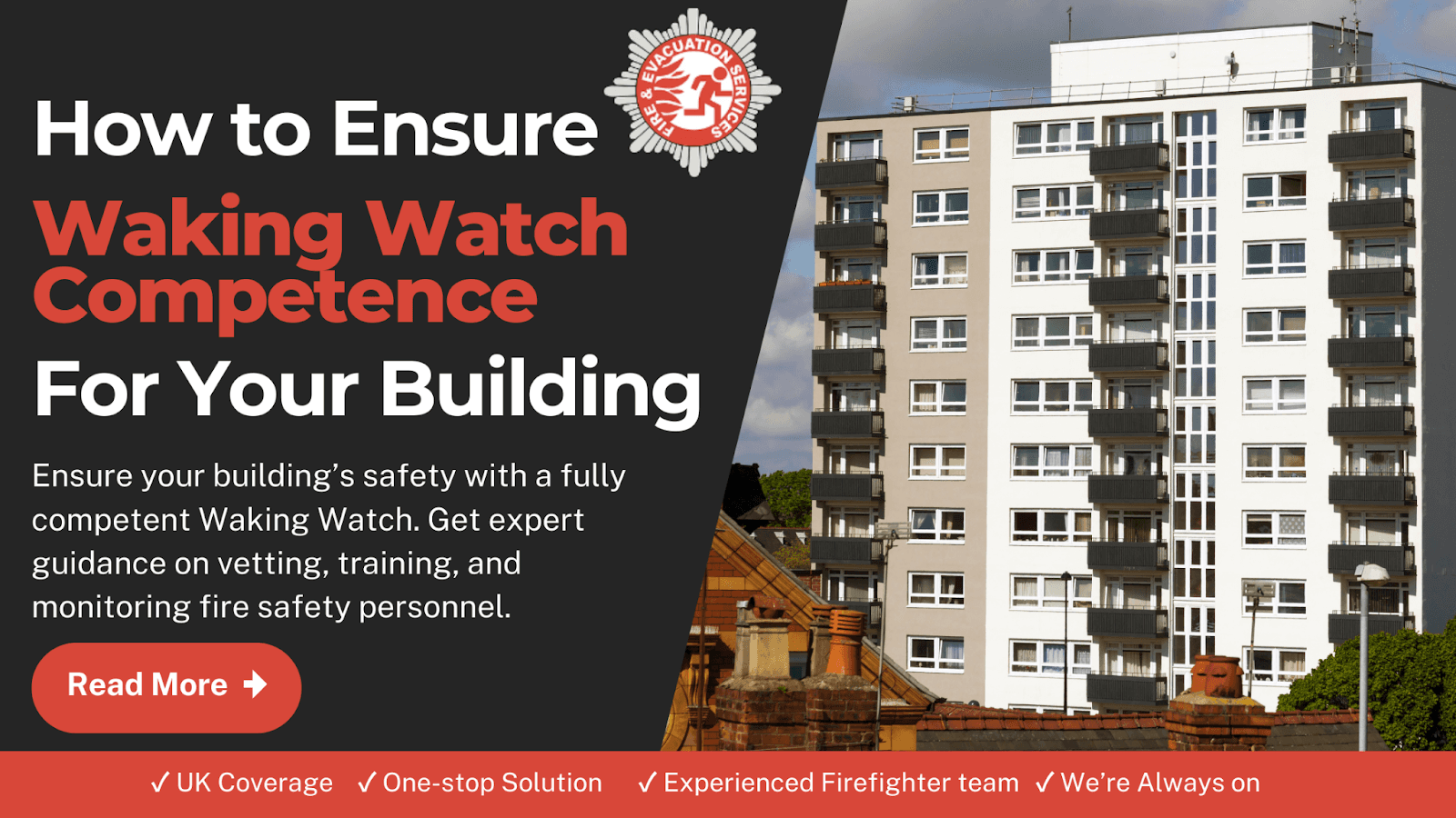 Original infographic of how to ensure Waking Watch competence for your building. 