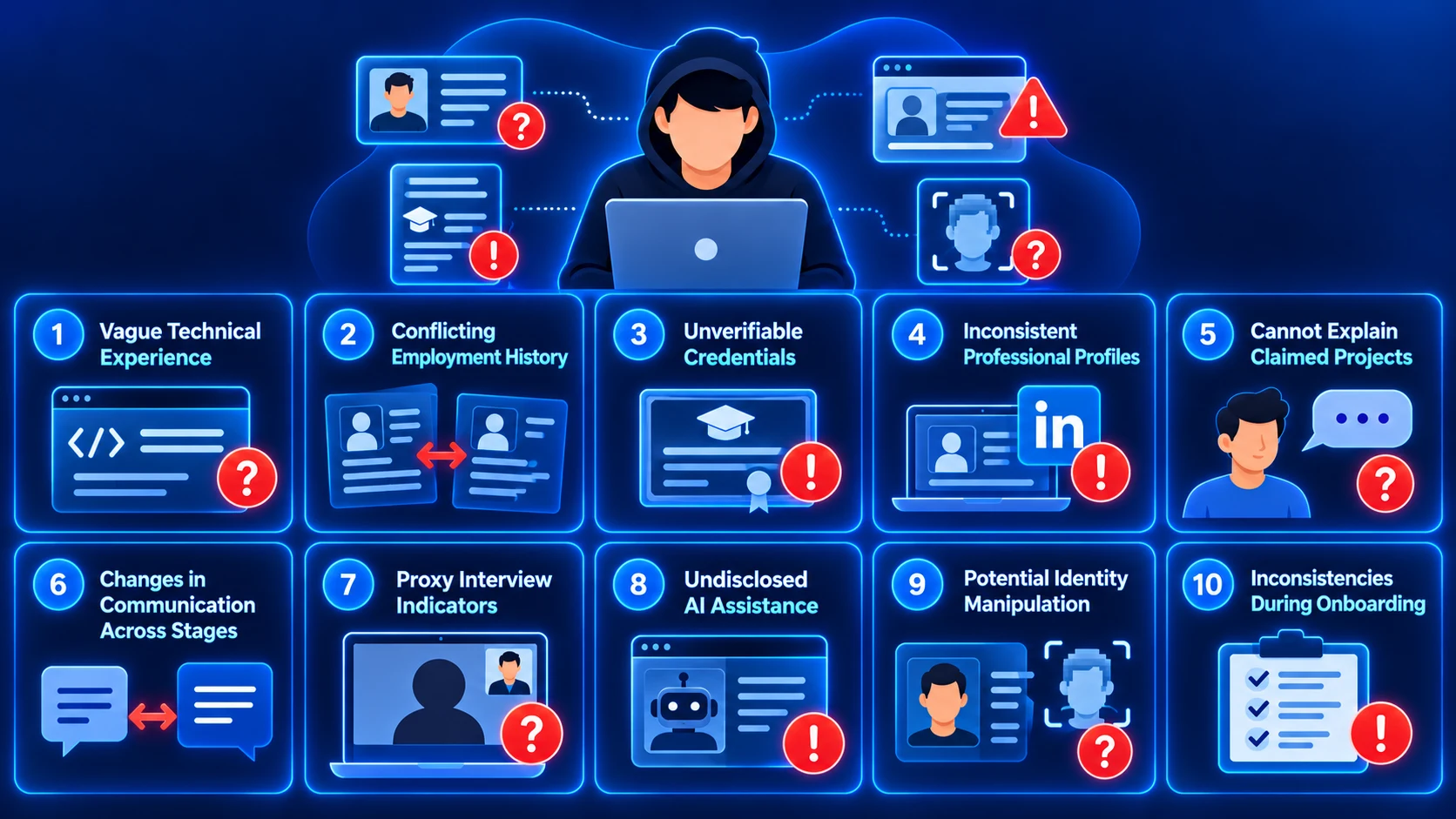 Image Showing 10 Red Flags of a Fake Candidate