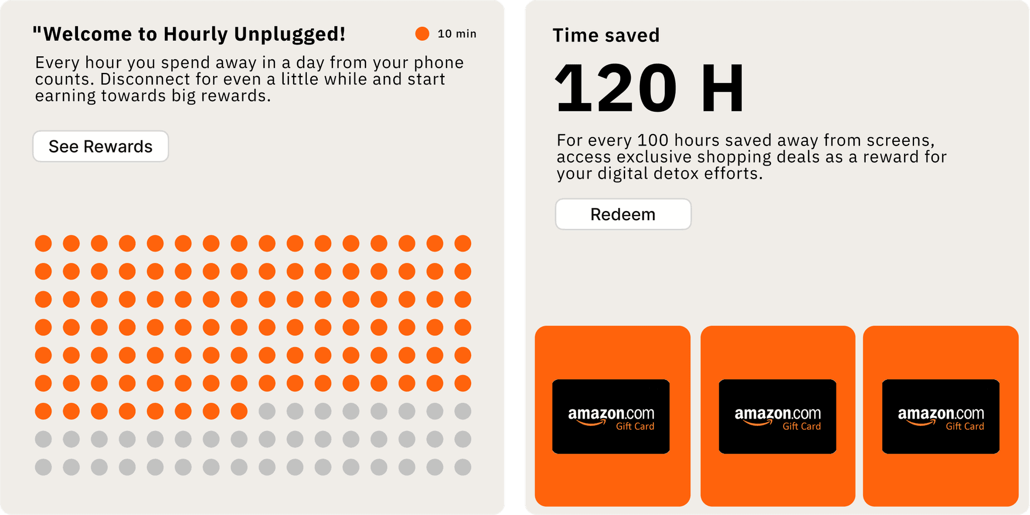 a gamified widget keeping track of time unplugged from the phone