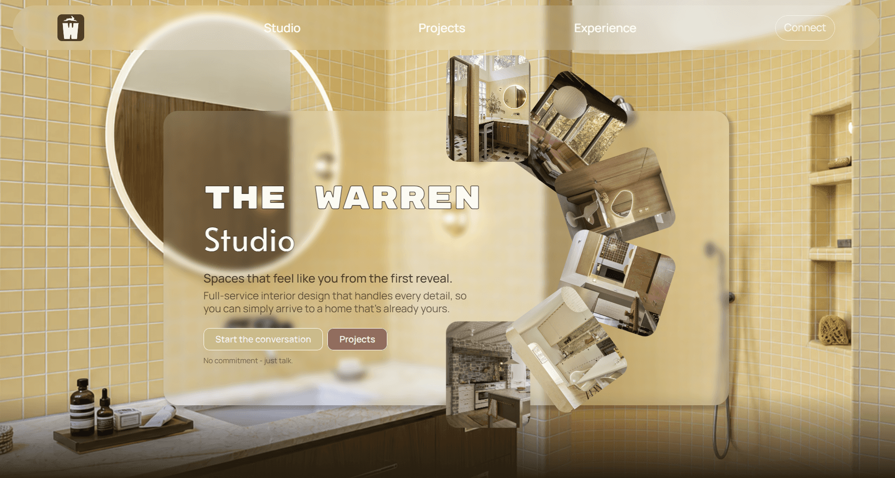 Screenshot of the Valmont House website homepage showing the brand wordmark, tagline, and a luxury alpine living room with curved bouclé seating and mountain views.