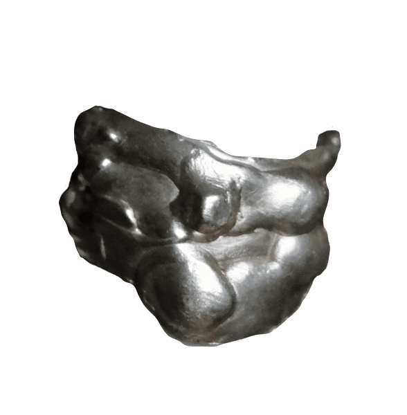 Sculpted silver ring with rough, uneven surface