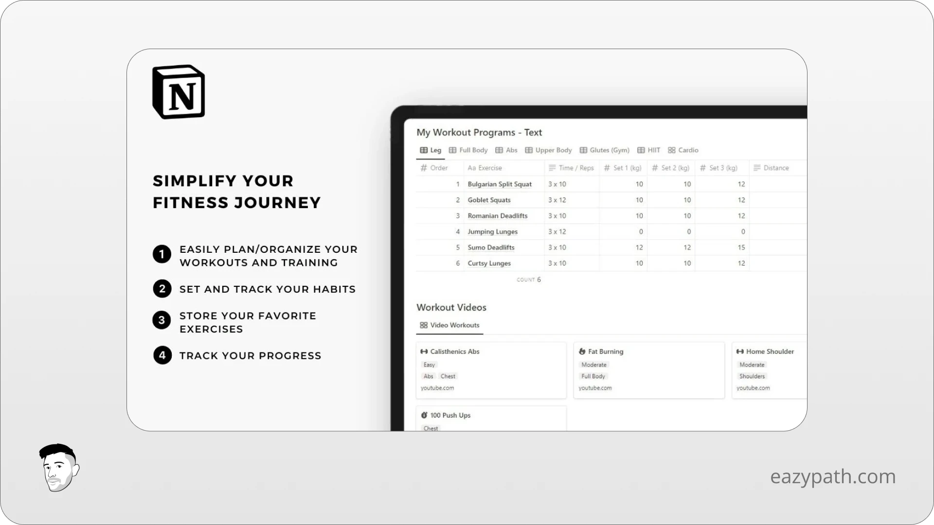 Notion Fitness Planner
