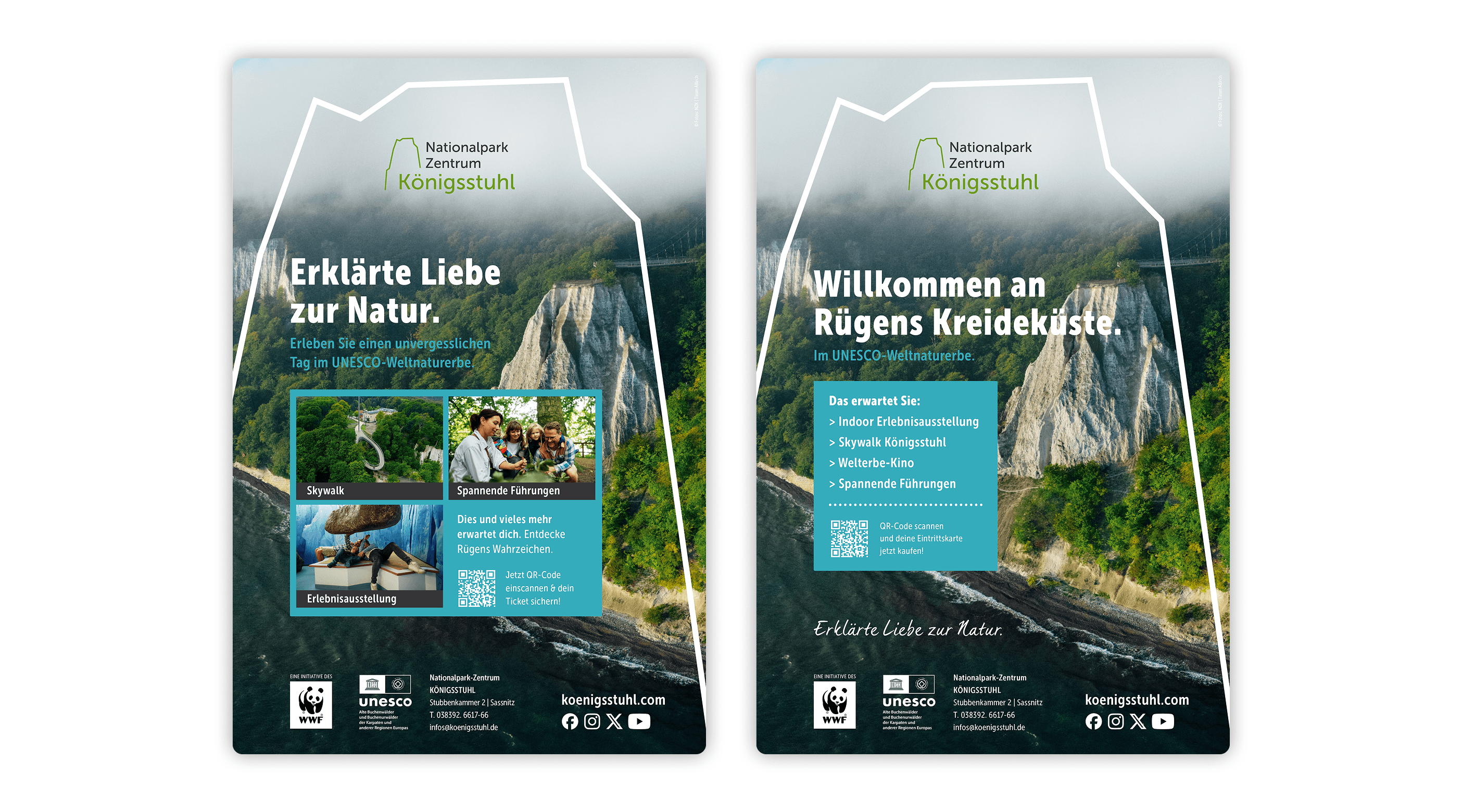 Nationalpark Königsstuhl promotional posters.