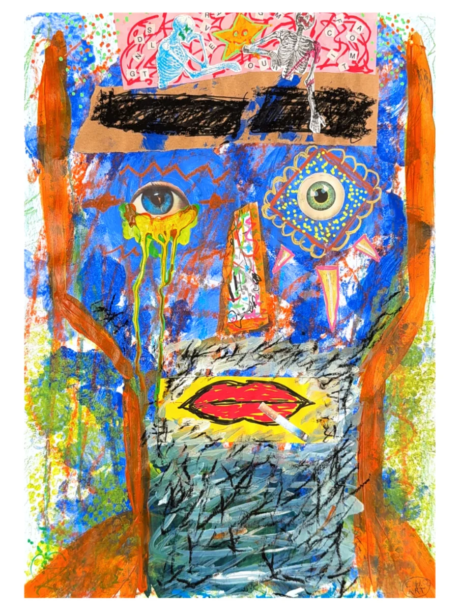 A painting of a abstract face