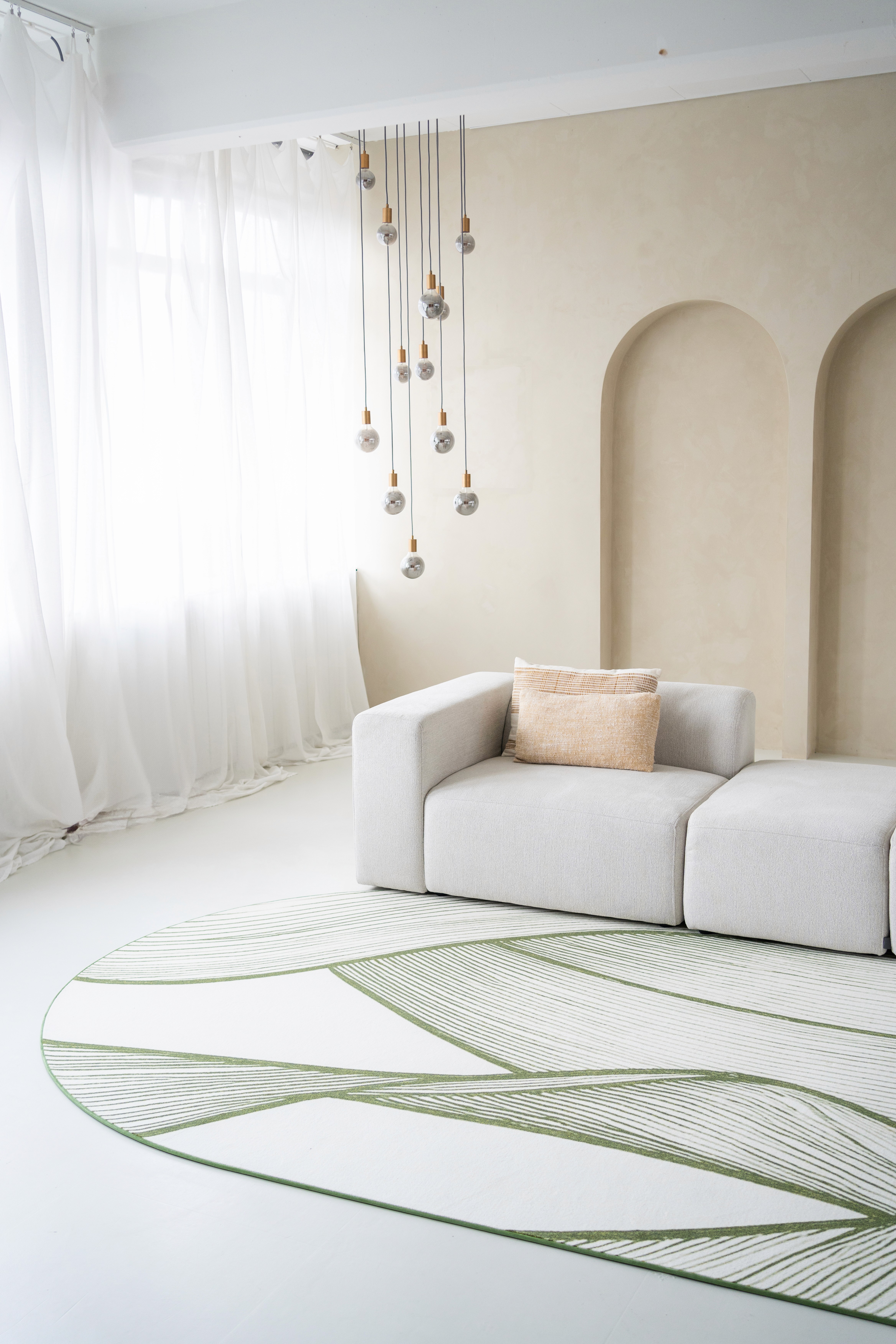 groen wit vloerkleed van vloerkledenwinkel in de beige hoek van fotostudio Two Space 