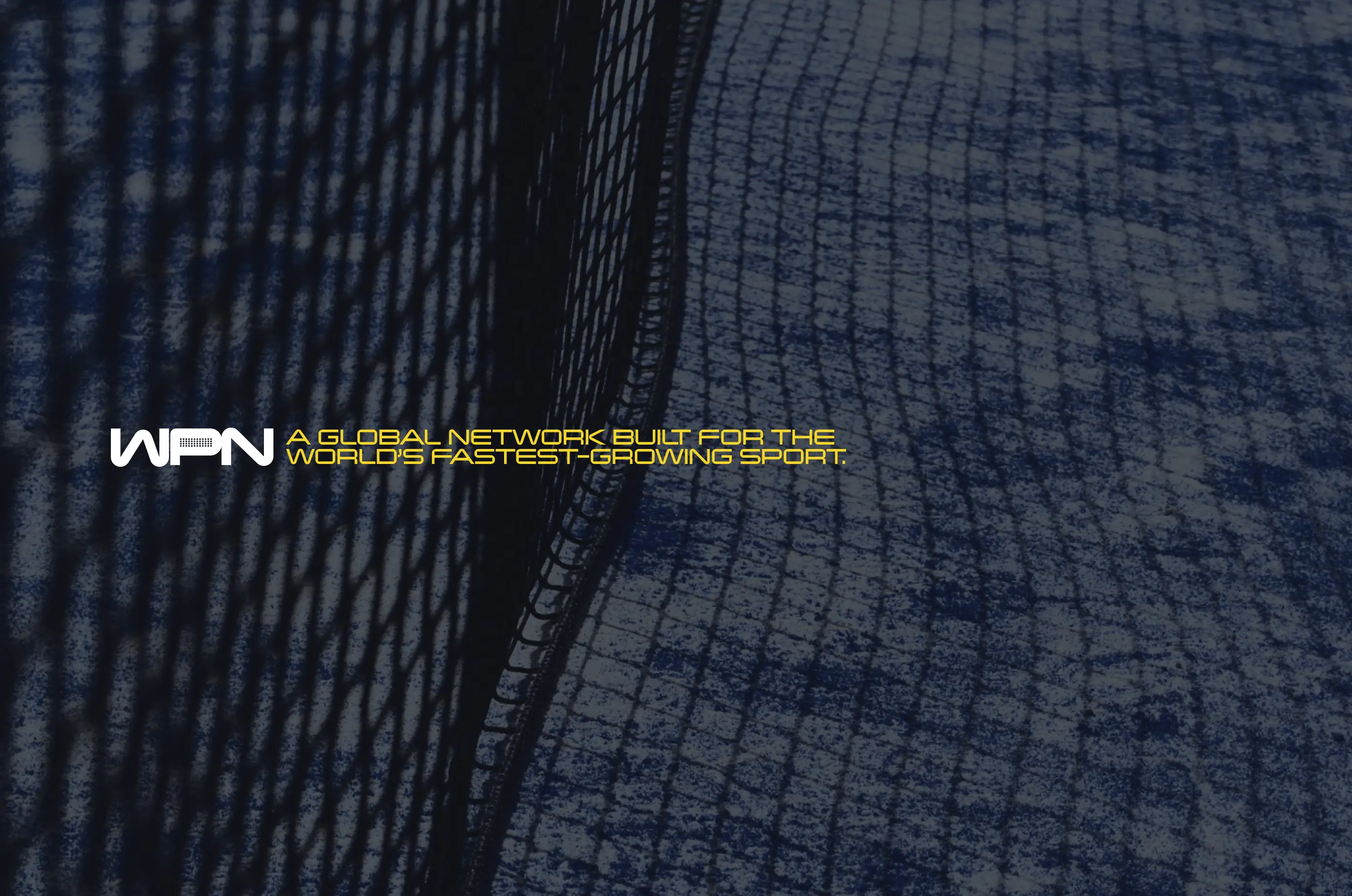 World Padel Network — WPN logotype over textured blue court surface — Visual identity mood image