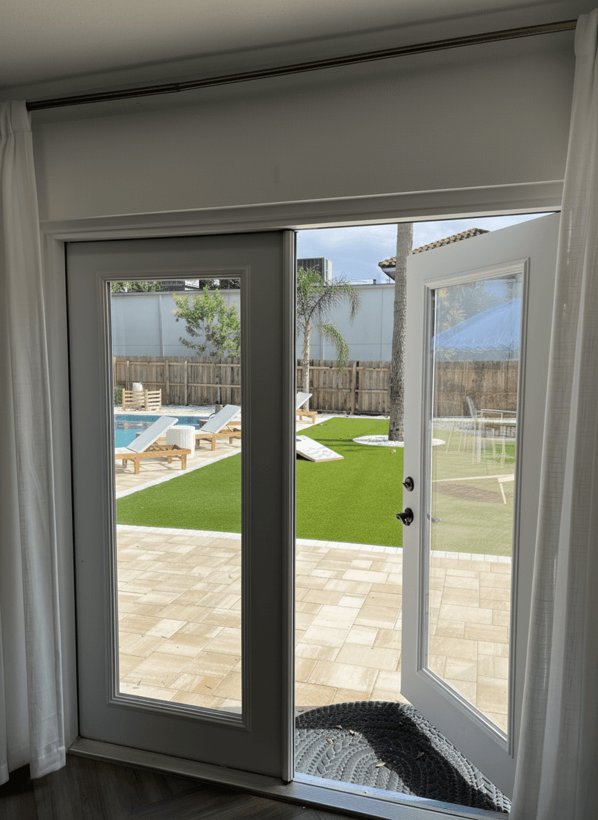 French Doors to the beautiful pool and backyard in Melbourne FL