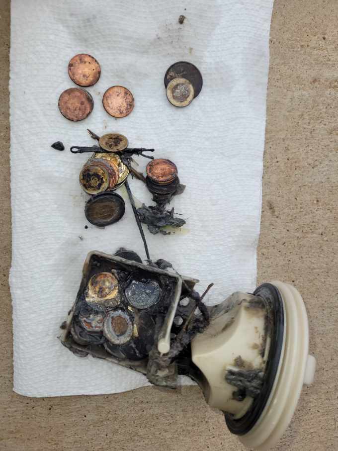 coins from washer pump