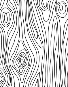 Abstract line drawing of wood grain, featuring swirling patterns and elongated shapes in black and white.