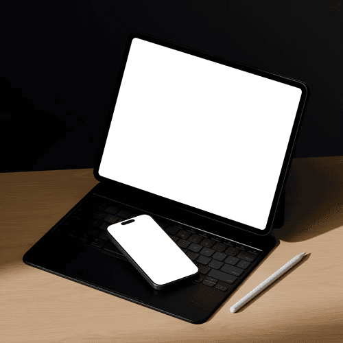 iPad Pro 13 inch with iPhone 17 mockup