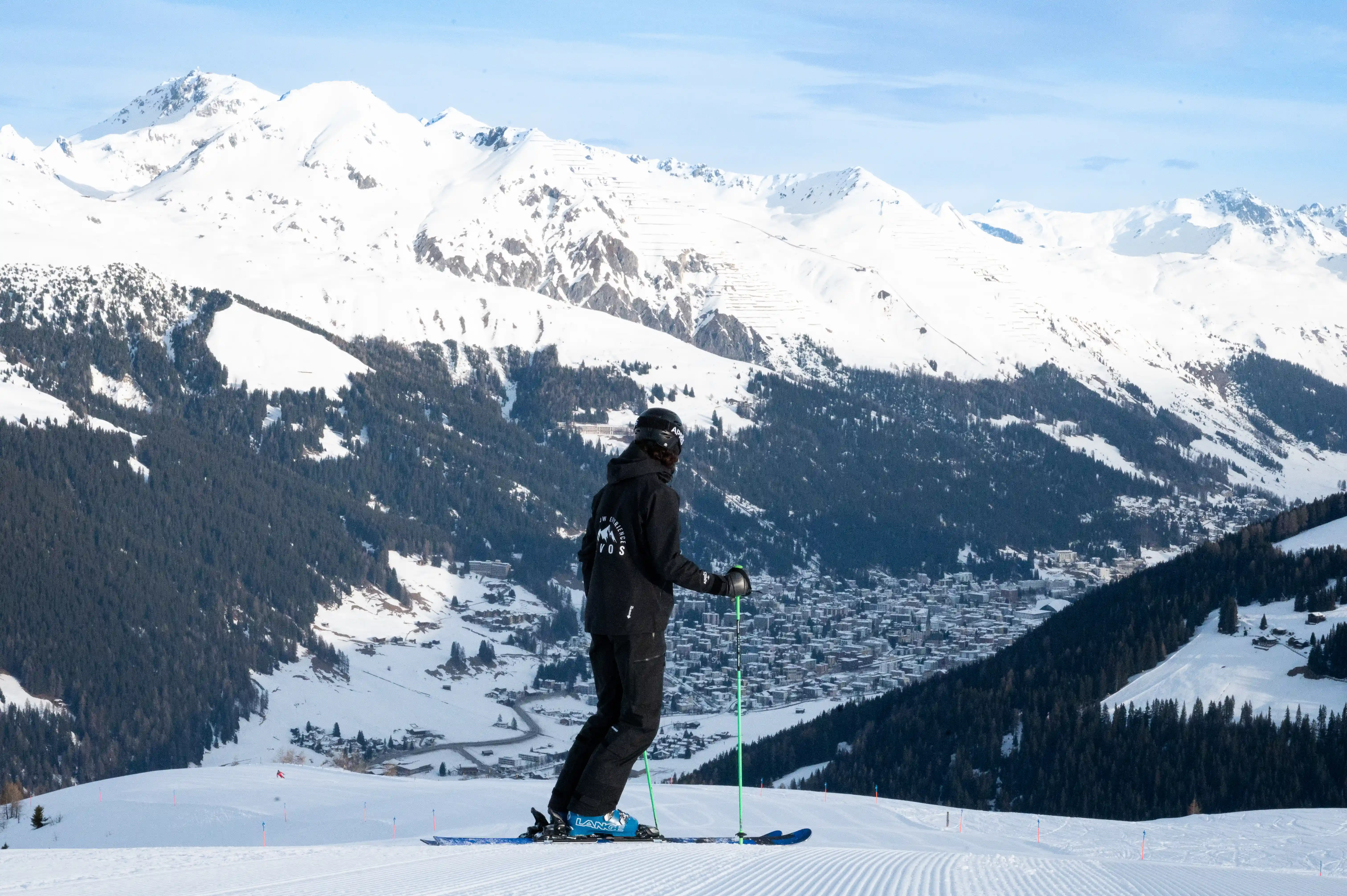 A ski instructors standing on Klosters mountains