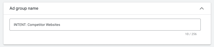 How to name your YouTube ad group