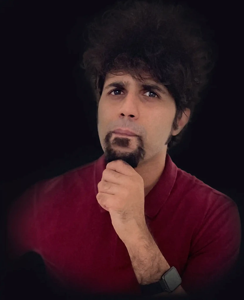 nishant dsouza in red and dark background