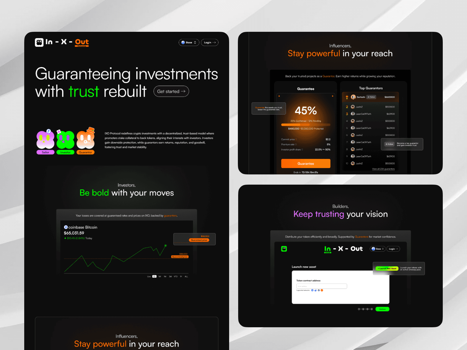 Website design for IXO Protocol by VaporAviator, integrating data transparency features, streamlined navigation, and modern blockchain visuals.