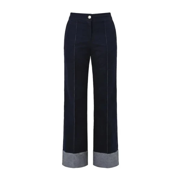 Jeans blu scuro con risvolto