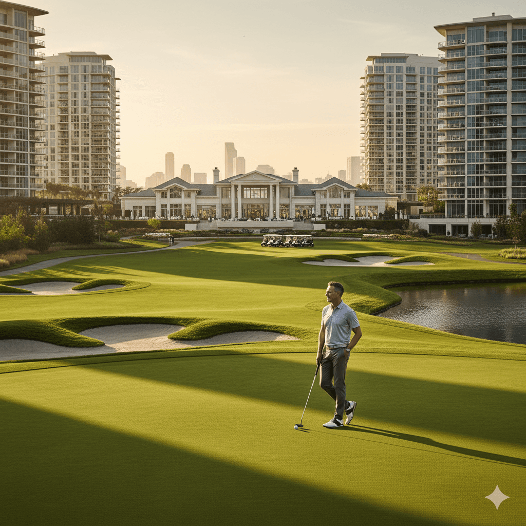 Premium 9-hole golf course greens and landscape within a gated residential community in Sector 113