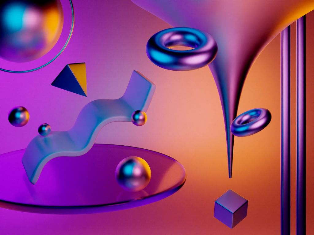 Background image with purple toned 3d shapes.