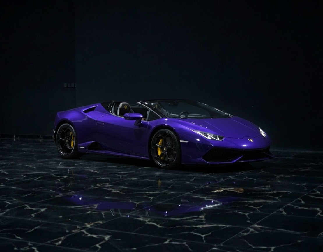 Lamborghini Huracan EVO Spyder RWD 2023 purple luxury supercar rental in Dubai