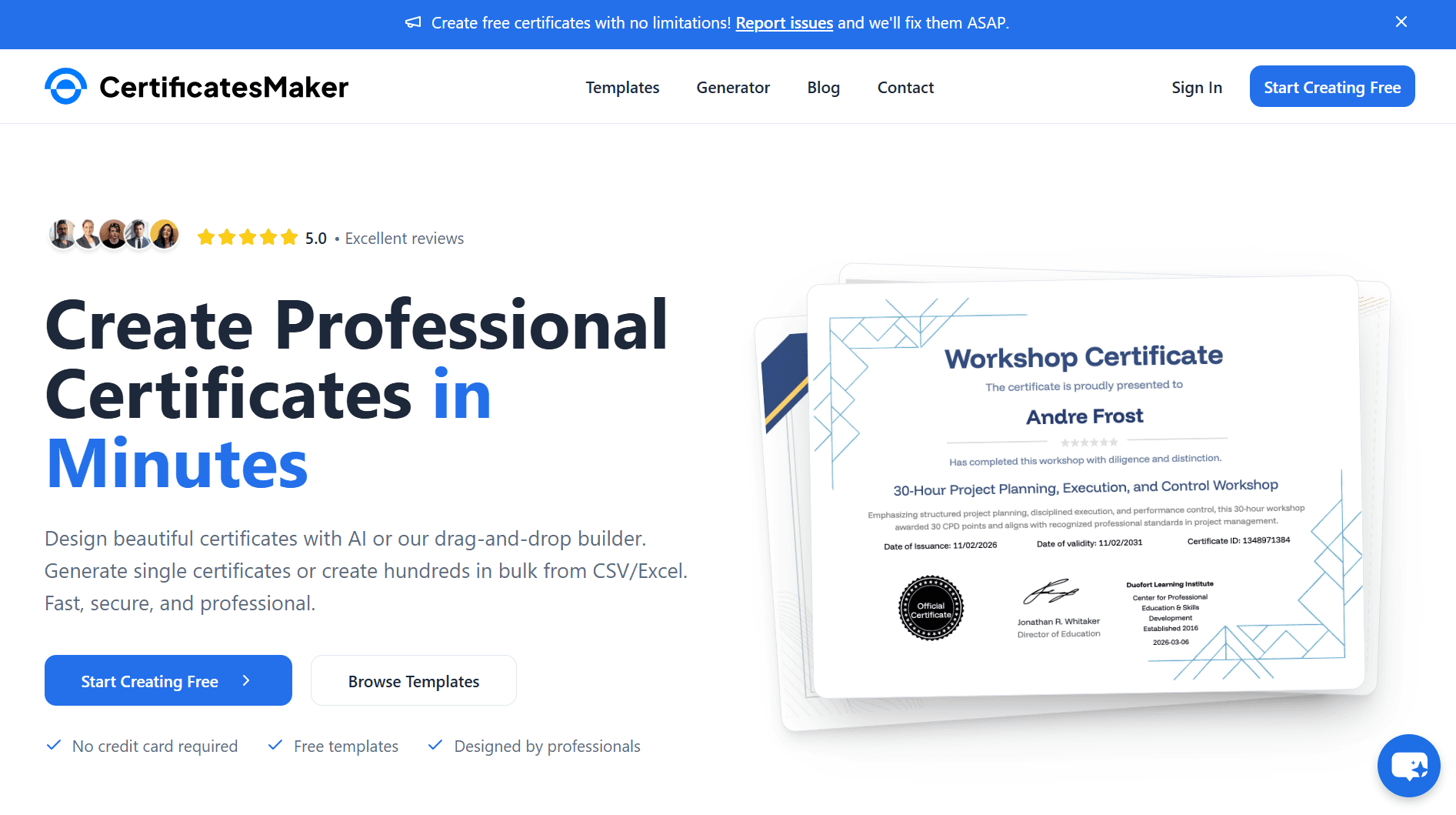 CertificatesMaker home page