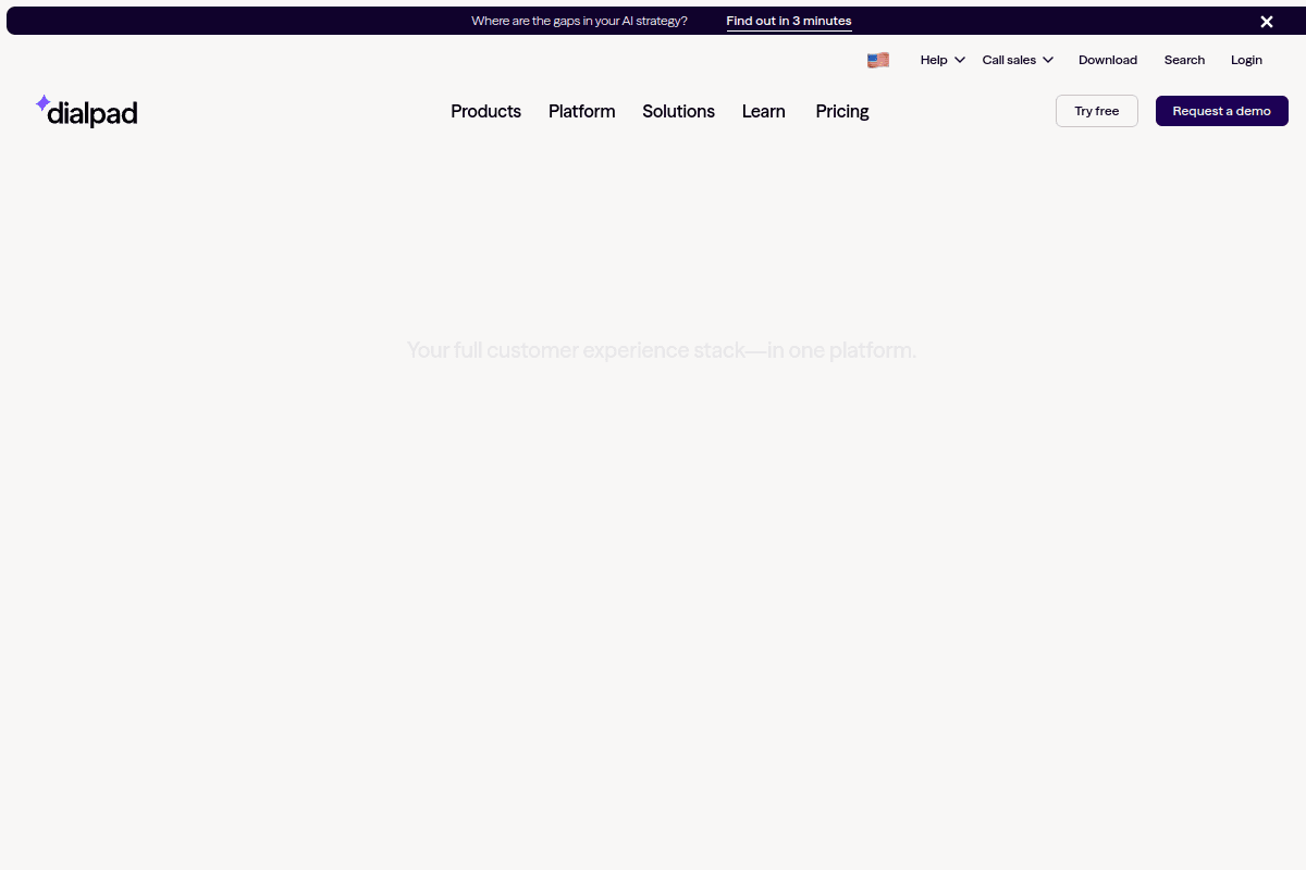 Dialpad homepage, cloud telephony platform with built-in conversation intelligence