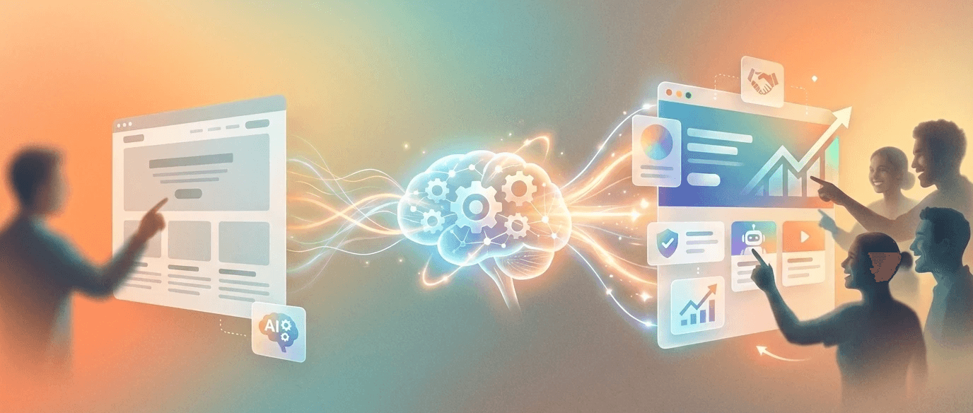 IA agéntica conecta sitio web empresarial y paneles de analítica; equipo colabora para escalar SaaS B2B