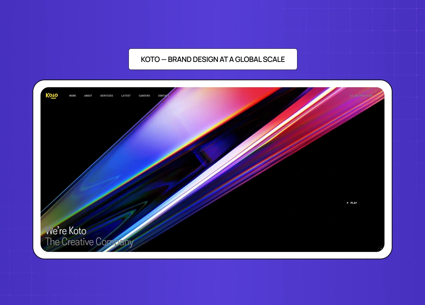 Koto website featuring bold, abstract visuals highlighting global creative branding work.