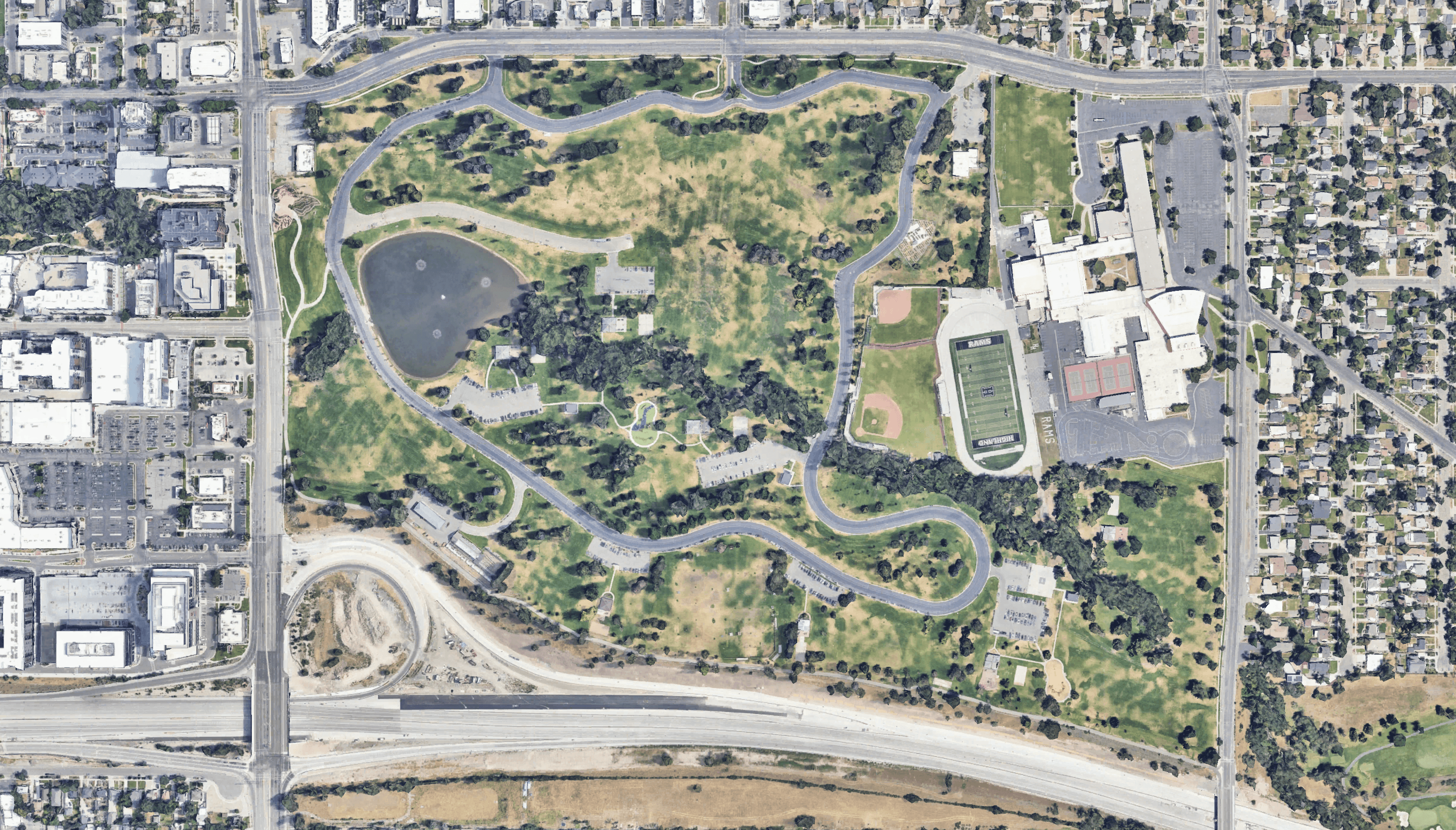 Satellite view of Sugar House Park in Salt Lake City Utah