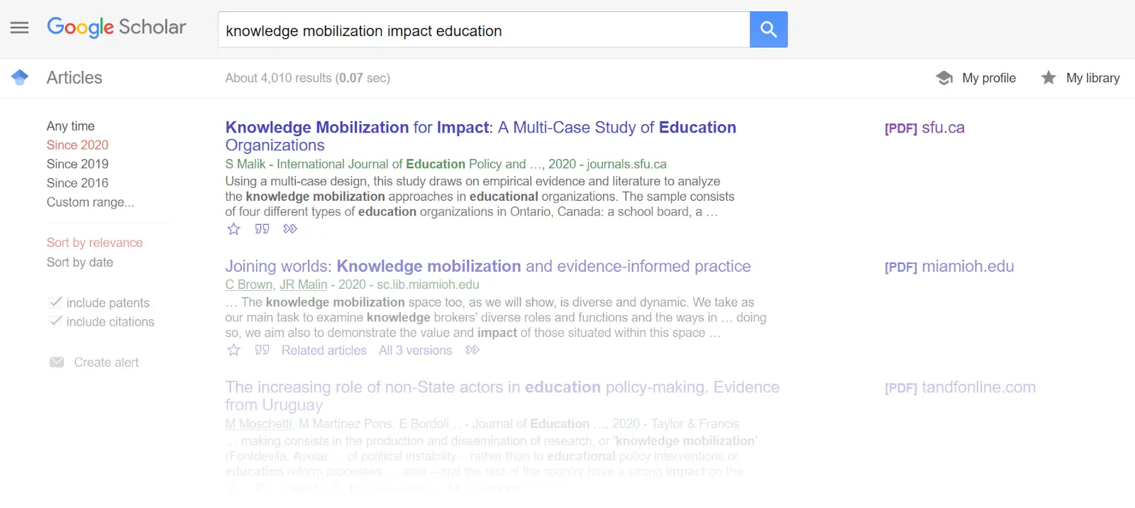 Google Scholar Find Academic Papers Screenshot