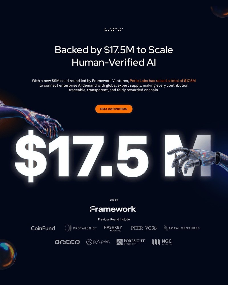 Perle Labs home page: backed by $17.5M, investors led by Framework