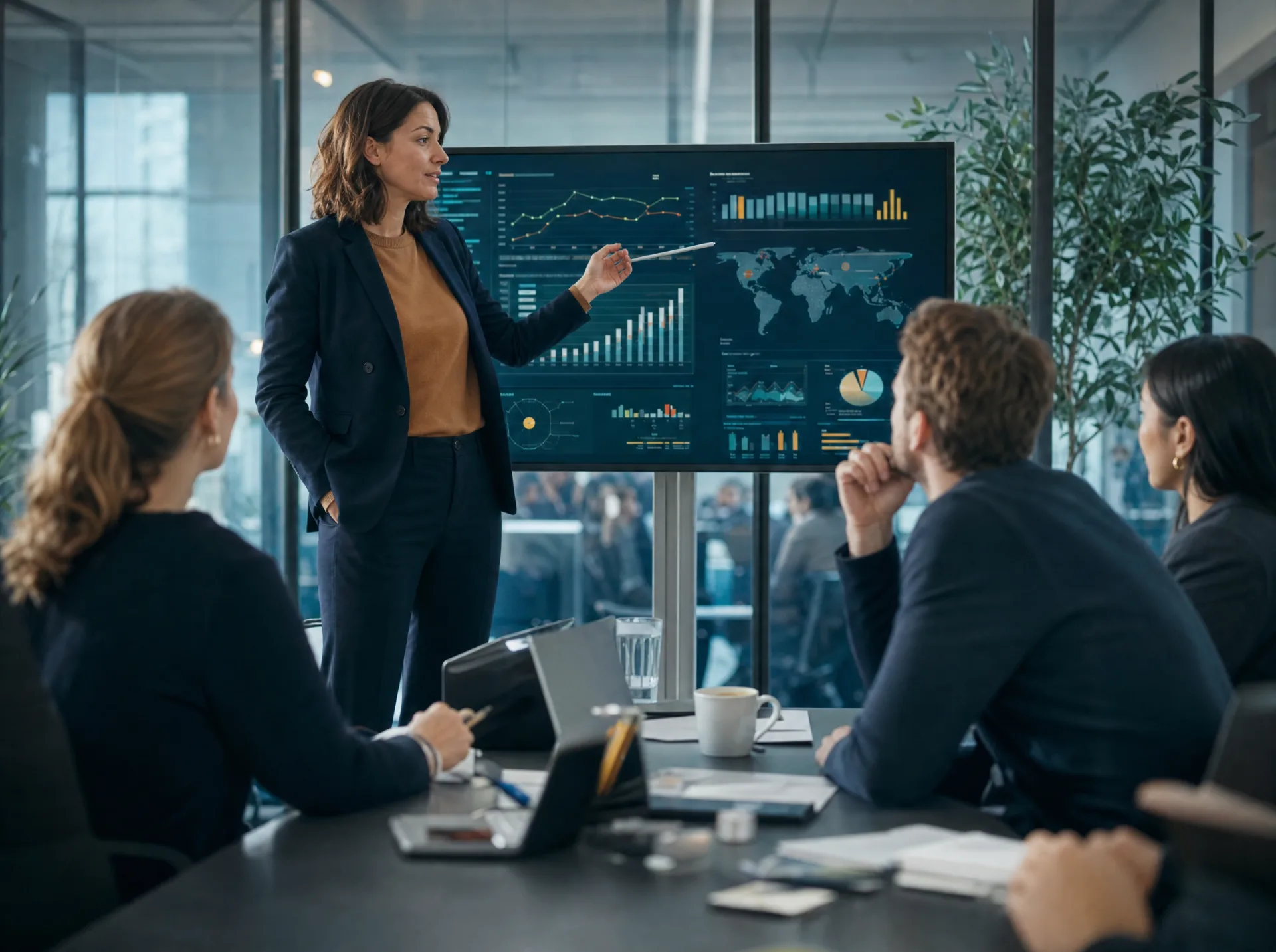 E-Commerce-Team bespricht eine Programmatic-Kampagne (KI-generiert)