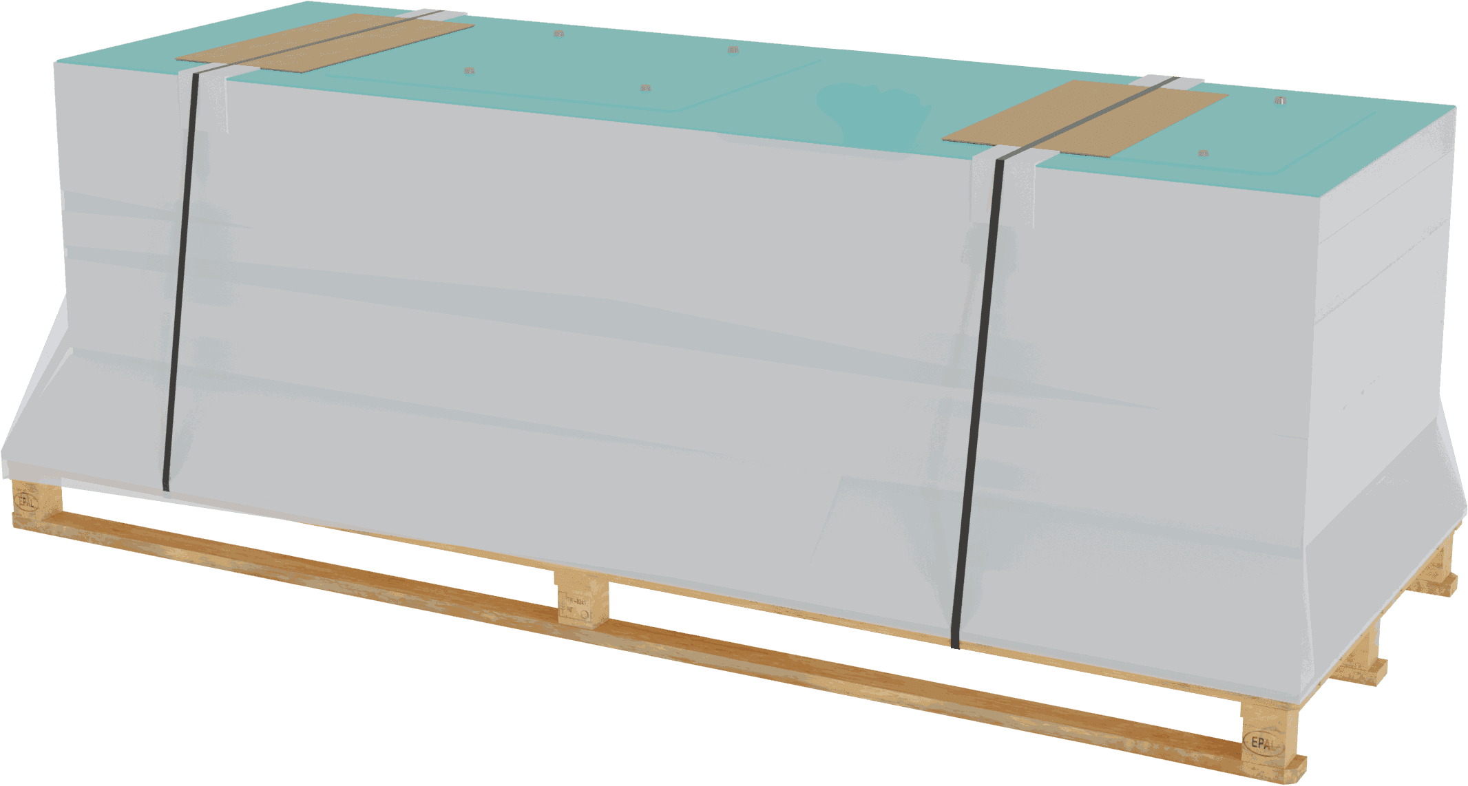 Hygipod IPS pre-plumbed panels on delivery pallet