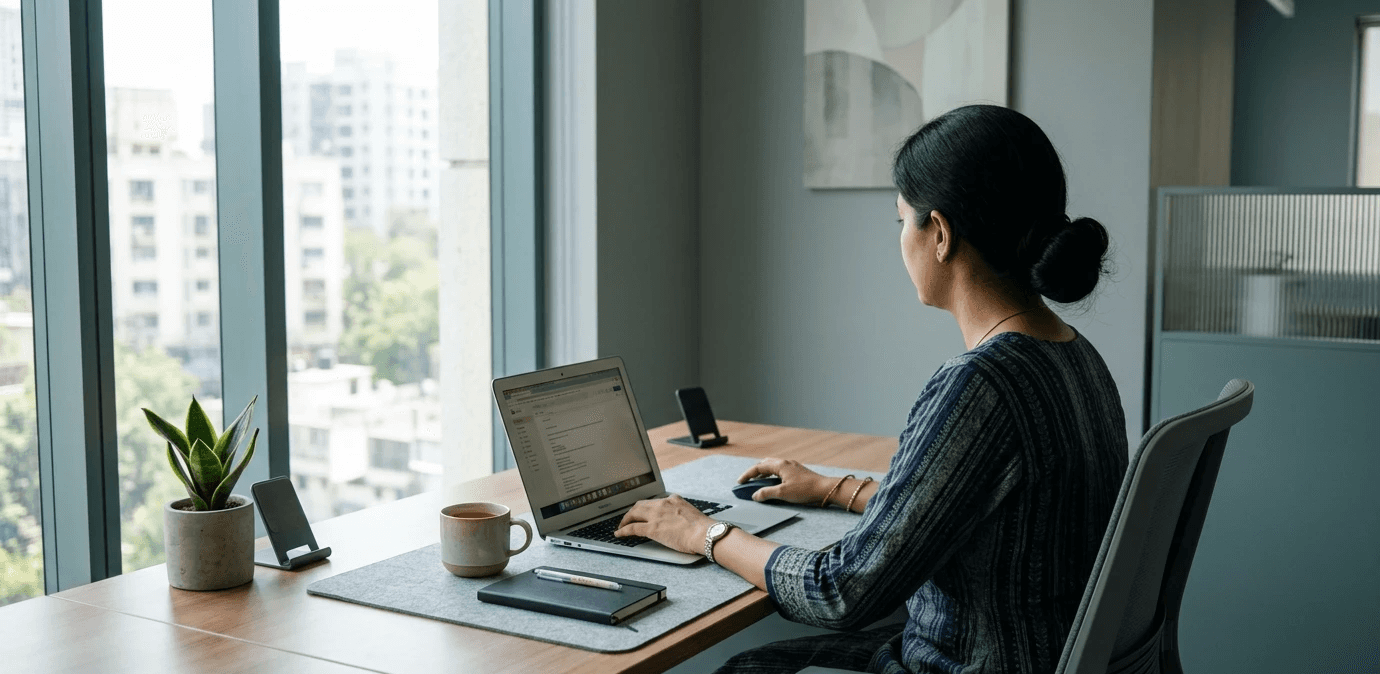 Indian Women in Finance muted grey and teal
