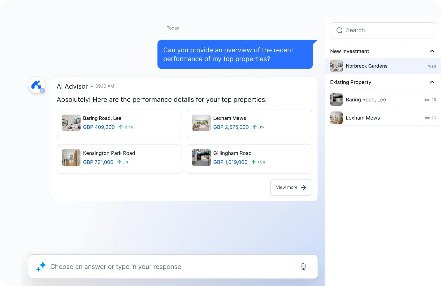 3 propery cards in a row