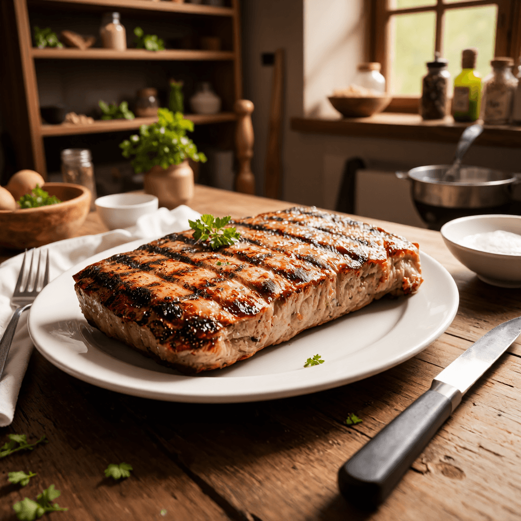 product photography of a plate of grilled meat