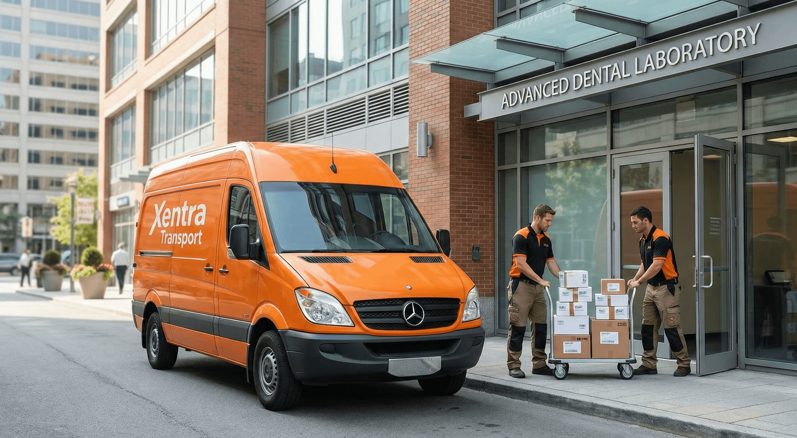 xentra transport courier delivering for dental lab in nyc