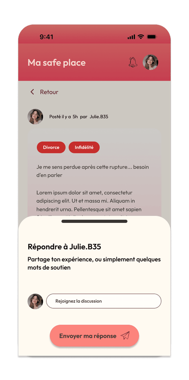éléments de navigation de l'application