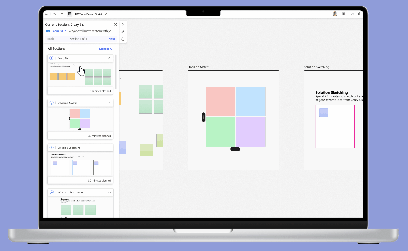Mockup of Focus Mode with labels