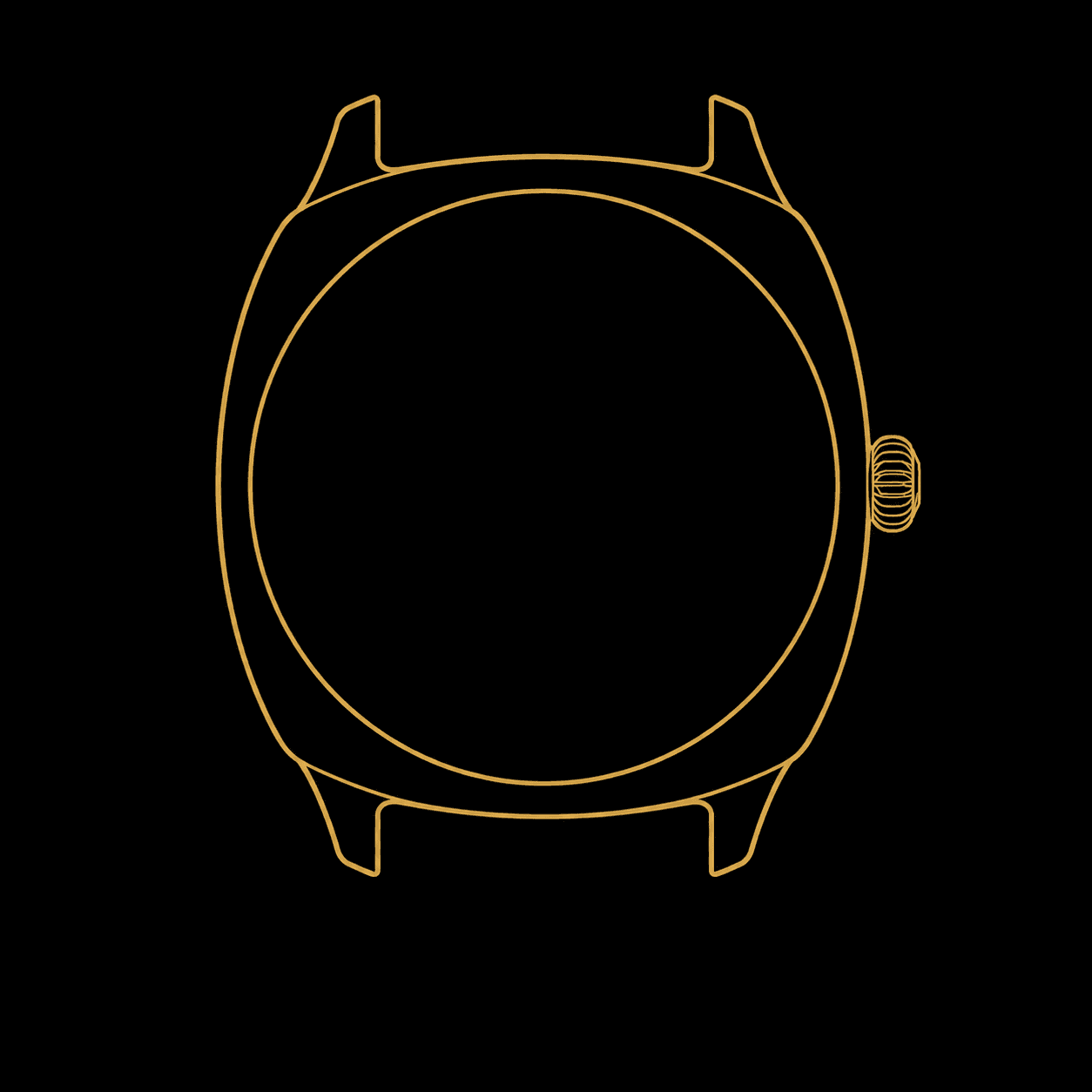Line drawing of the watch case