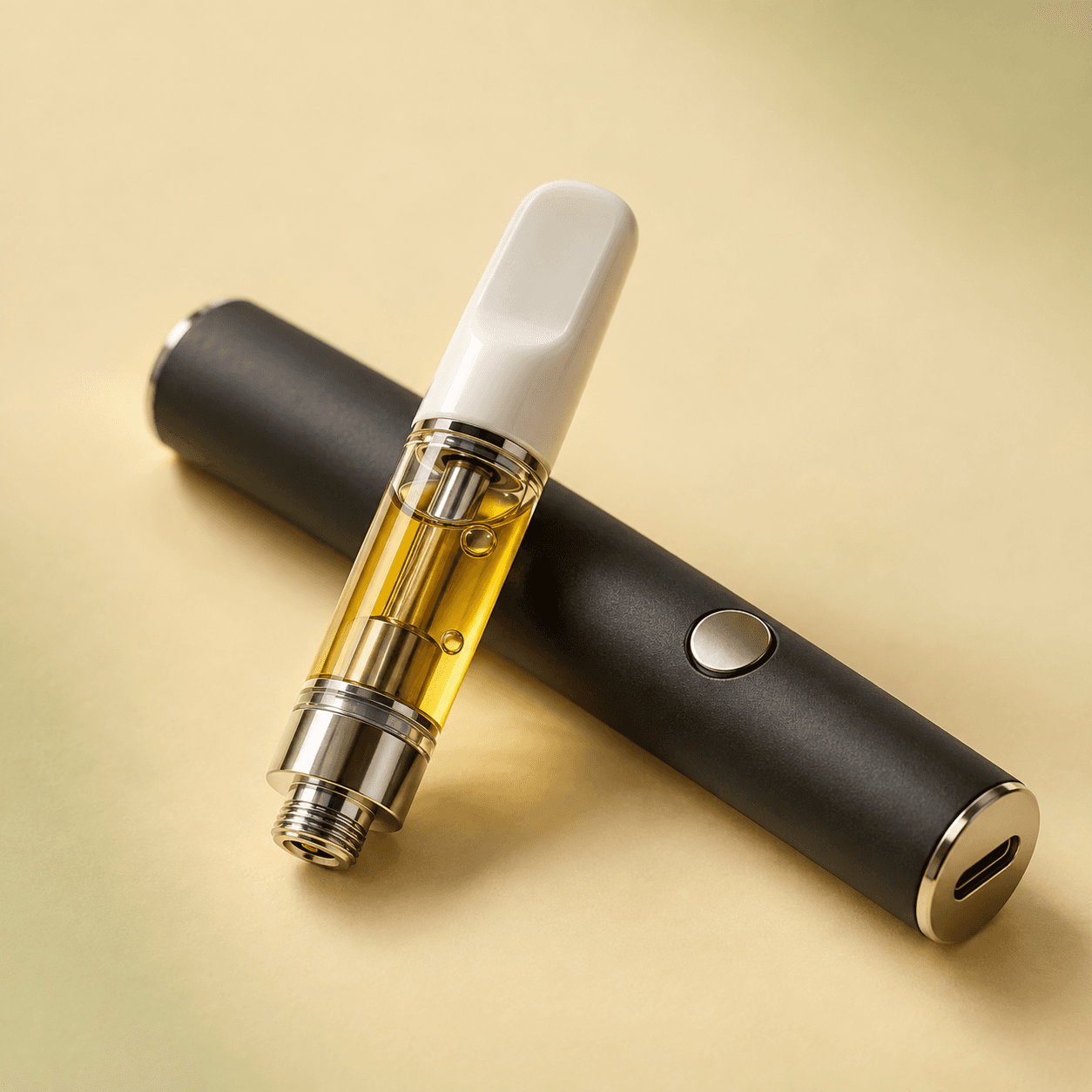 Cannabis vape cartridge and unbranded battery