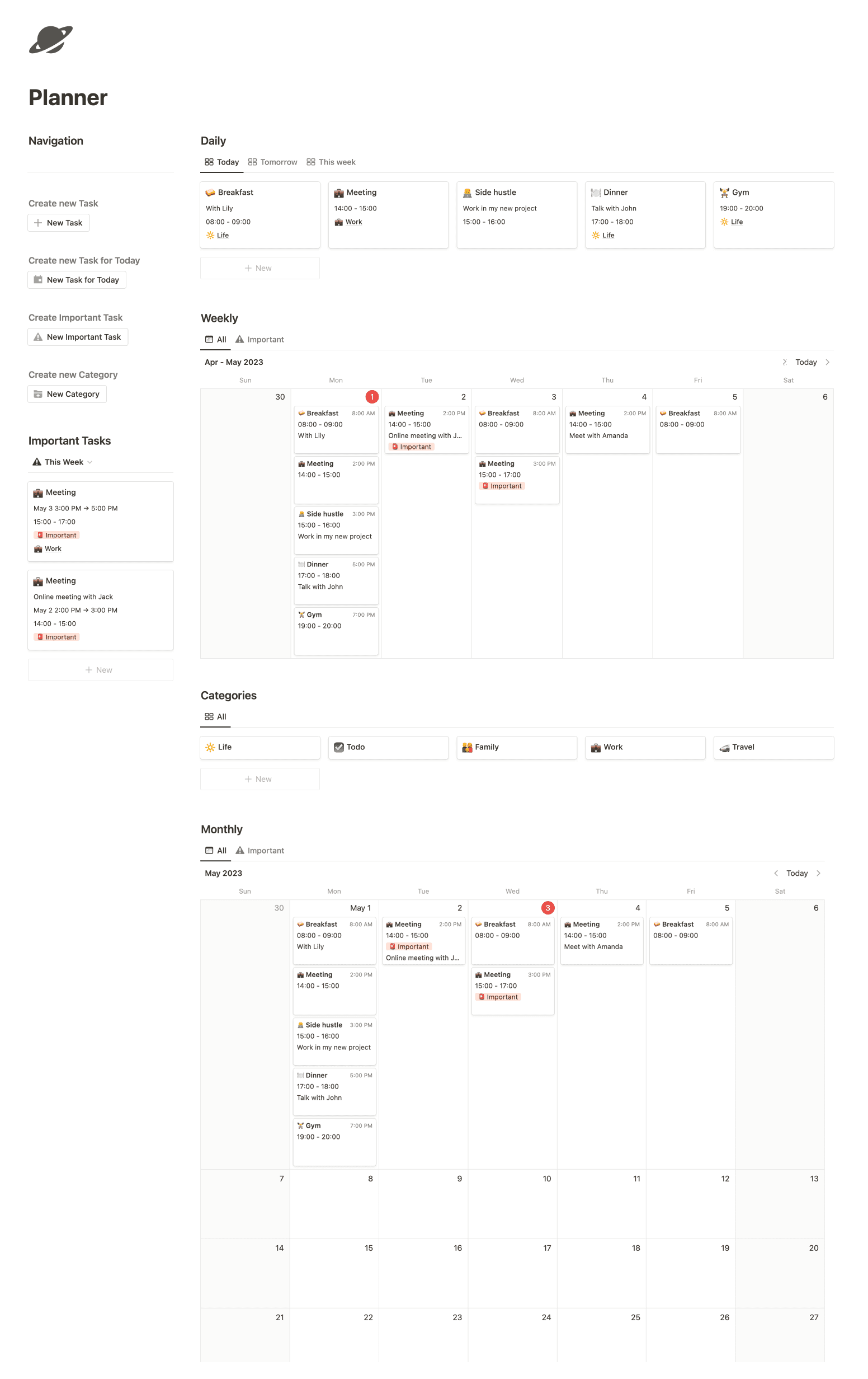 Notion Life Planner for Free
