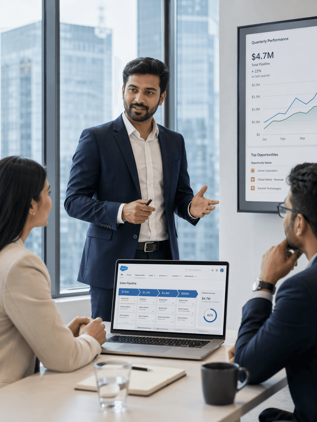 A serene outdoor seating area with two chairs, surrounded by lush greenery and a glassed-in structure.