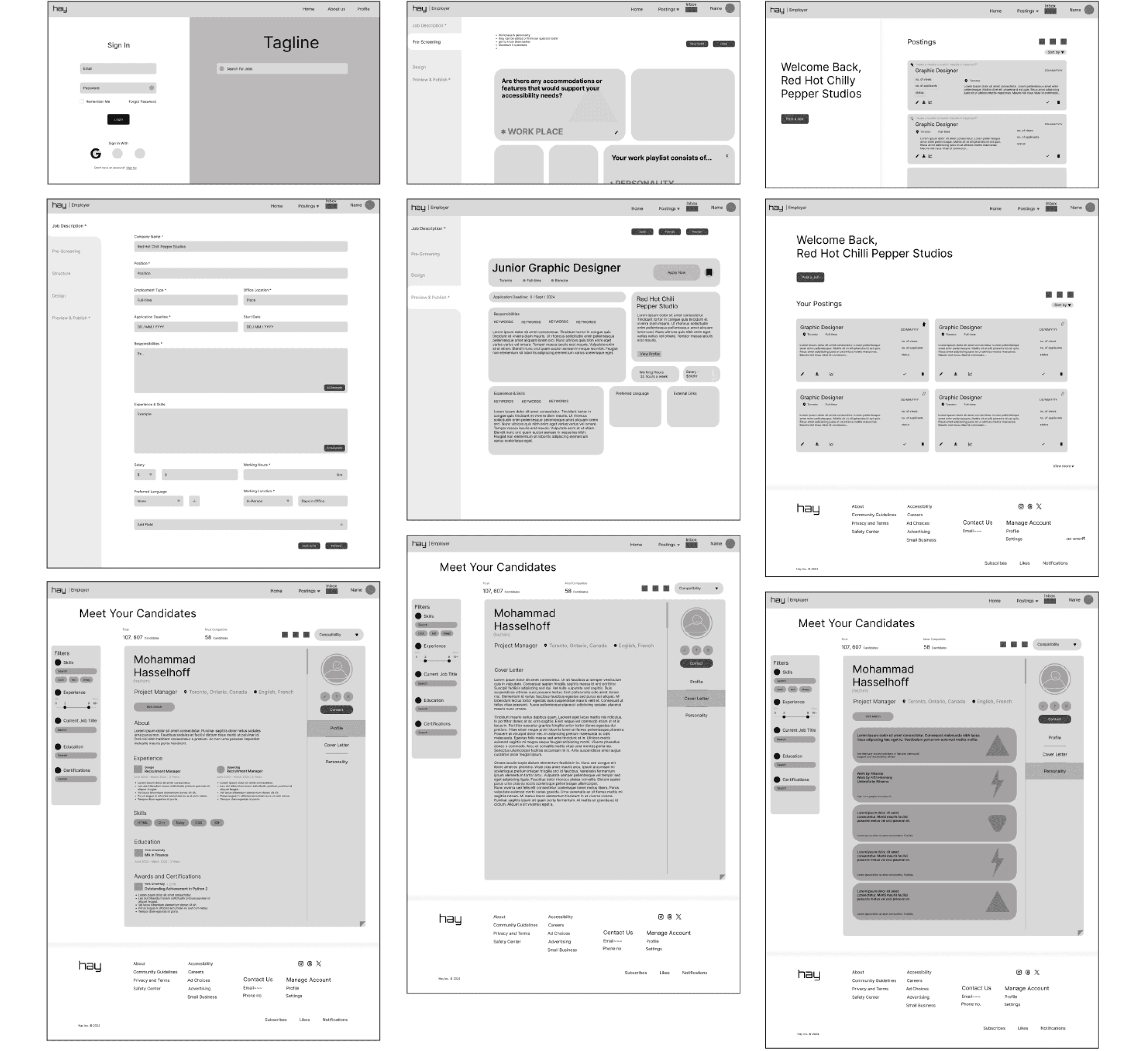 Avenue grey wireframes