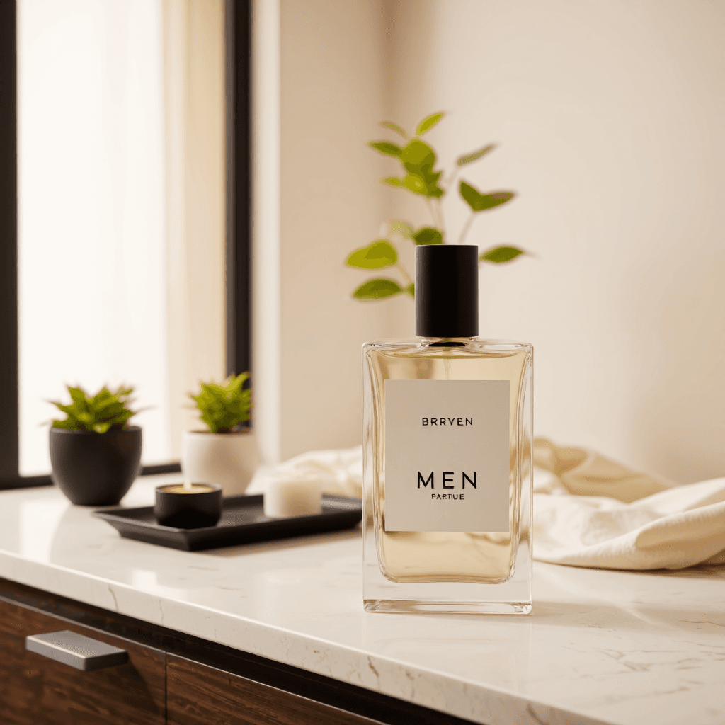 product photography of bottle of men's perfume