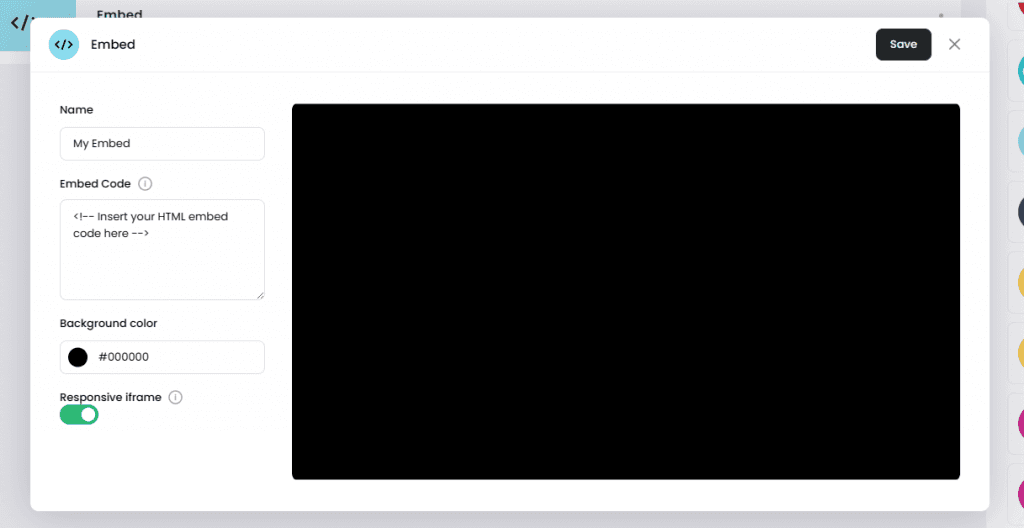 Embed code placement example