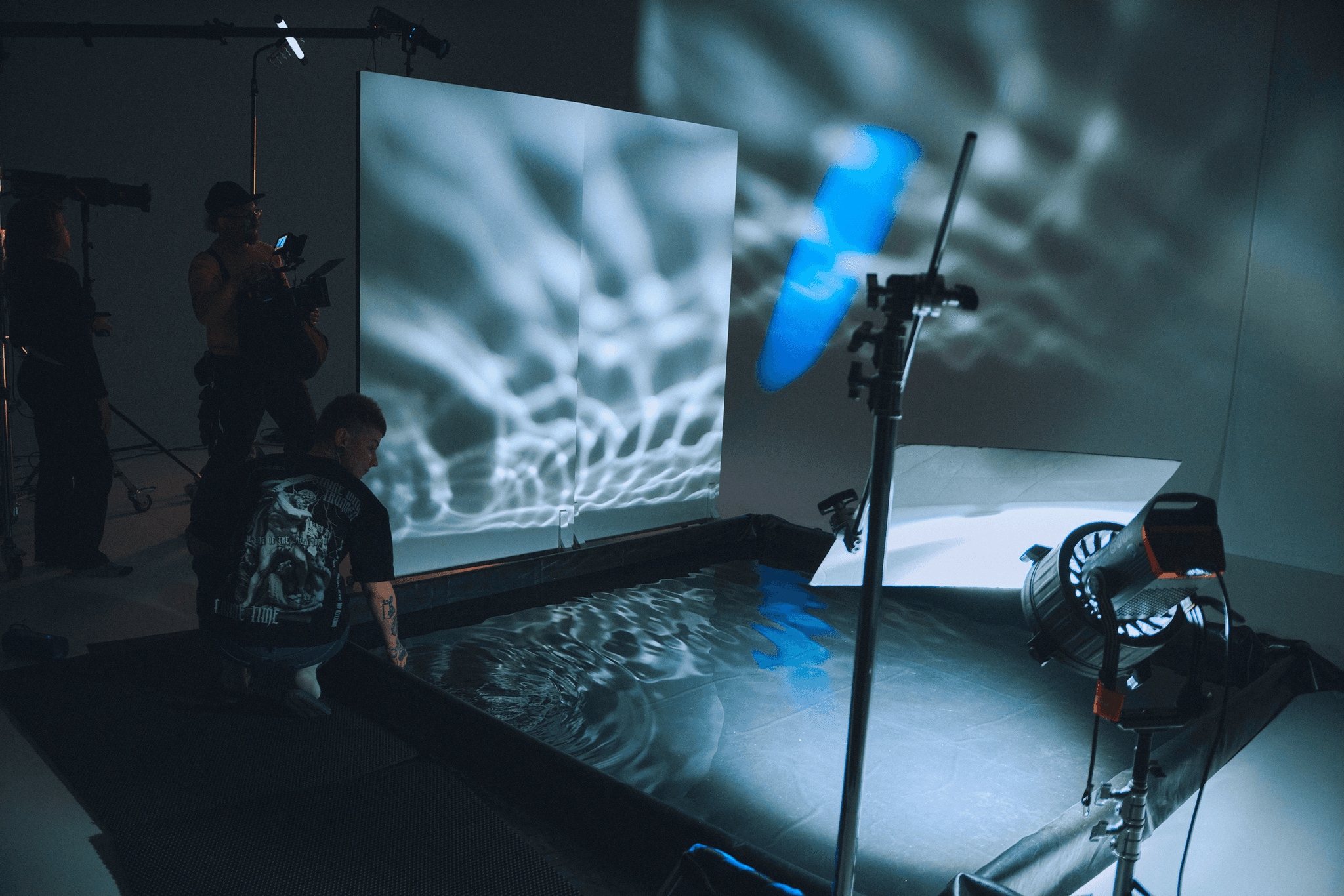 Filmmaking team soft light